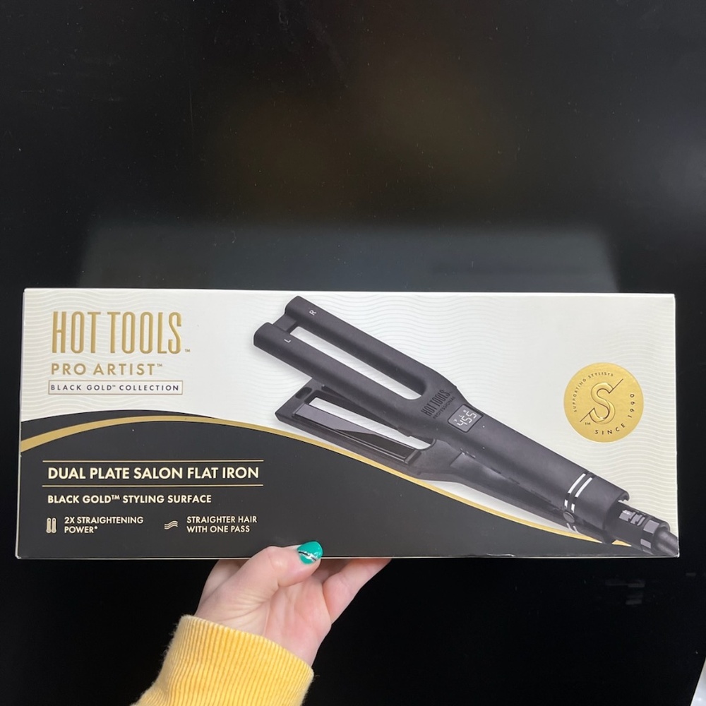 Hot Tools Pro Artist Black Gold Collection Dual Plate Flat Iron #HT1122BG